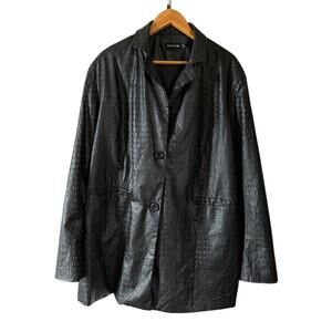 PrettyLittleThing Black Croc Embossed Faux Leather Blazer‎